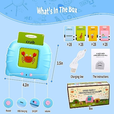 Picture of Card Early Education Machine Words Card Reading Learning Device Educational Toy with 112PCS Double-Sided 224 Words Cards