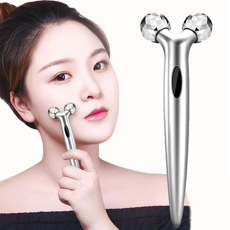 Picture of Y Shaped Slim Face 3D Massage Roller -Silver