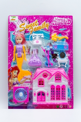 Picture of Doll House Furniture set for kids. Baby girl's dolls Furniture game.