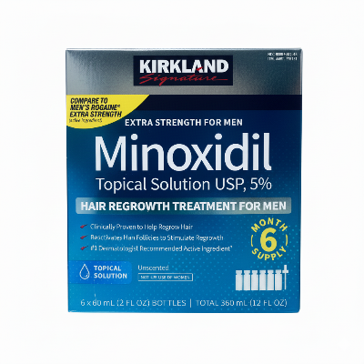 Picture of Kirkland Minoxidil 5% (Extra Strength) Hair Regrowth Solution for Men - 6 Month Supply.