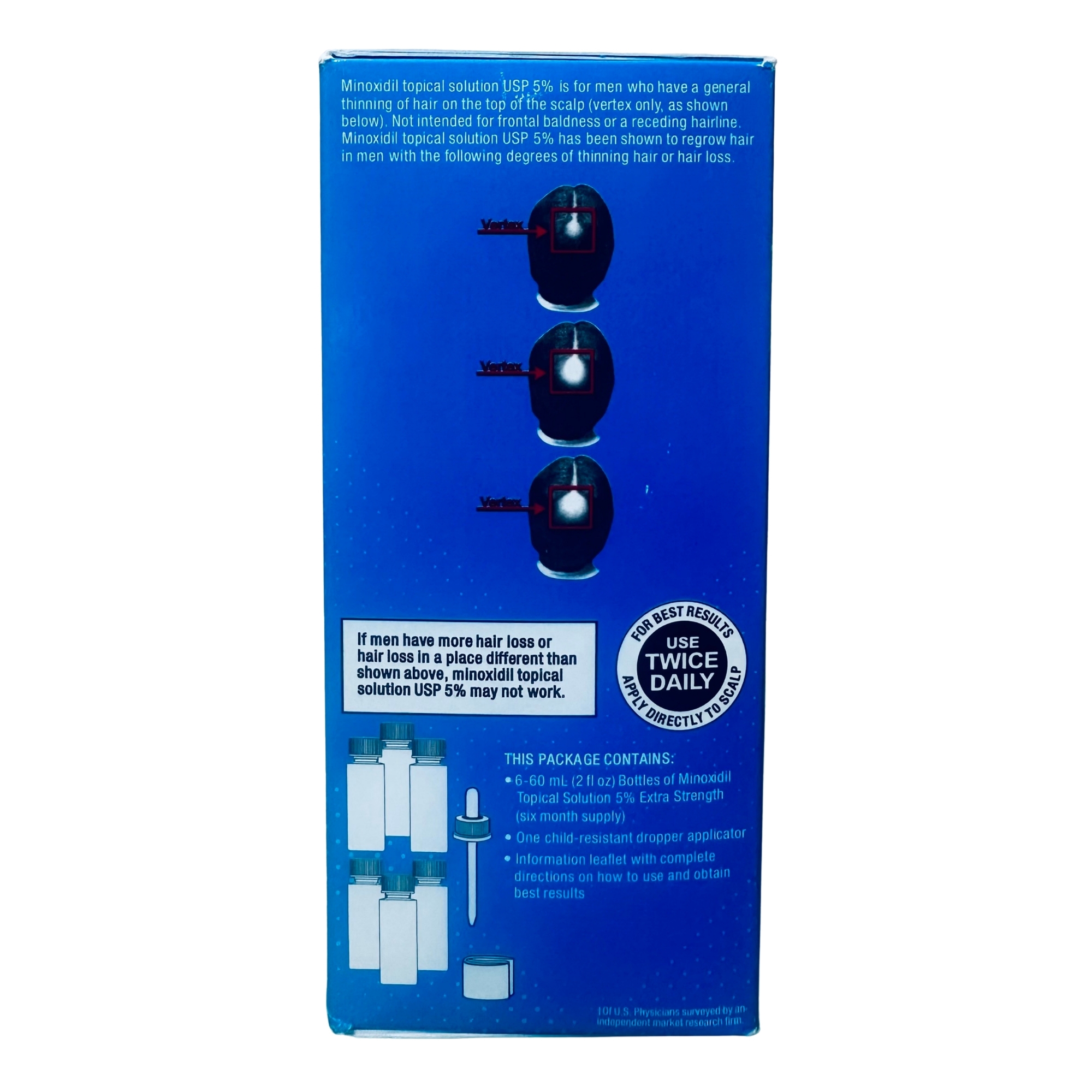 Picture of Kirkland Minoxidil 5% (Extra Strength) Hair Regrowth Solution for Men - 6 Month Supply.