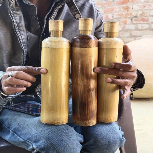 Picture of Eco Friendly Bamboo Water Botol Round Design