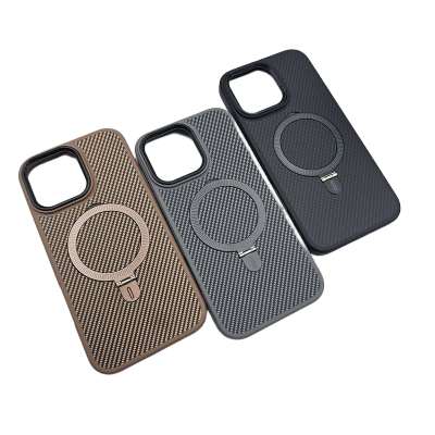 Picture of iPhone 14 Series Carbon Fibre With Magnetic Magsafe Ring Stand Case for ✔ iPhone 14 ✔ iPhone 14 Plus ✔ iPhone 14 Pro ✔ iPhone 14 Pro Max back cover