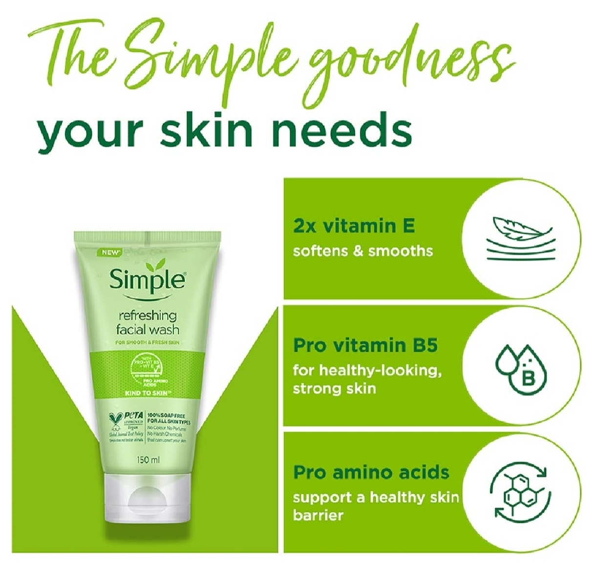Picture of SIMPLE Refreshingly Facial Wash 150ml UK