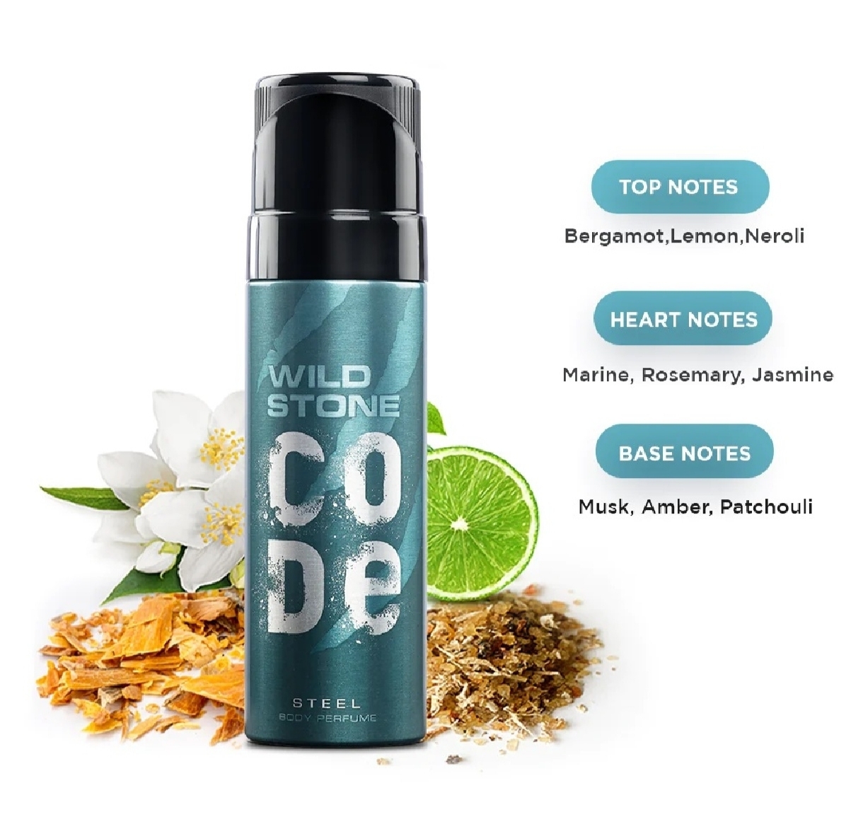 Picture of Wild Stone - Code Steel No Gas Body Perfume For Men, Long Lasting Masculine Fragrance - 120ml