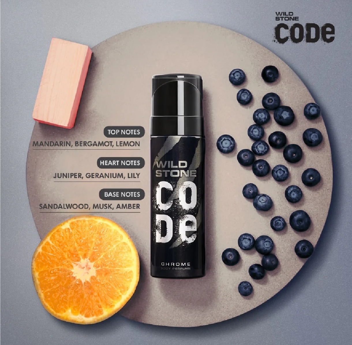 Picture of Wild Stone - Code Chrome No Gas Body Perfume For Men, Long Lasting Intense Fragrance - 120ml