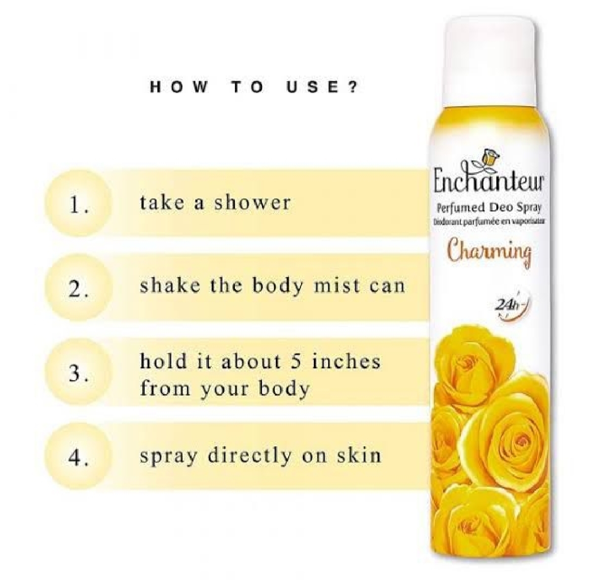 Picture of International Indonesian product Enchanteur Charming Body Spray used for male/female - 150 ml