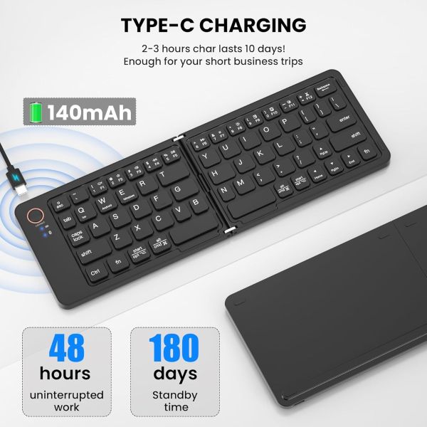 Picture of GearUP B023 Rechargeable Ultra Slim Folding Pocket Bluetooth Keyboard