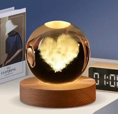 Picture of 3D Color Changing LED Crystal Ball – Cloud Love Shape