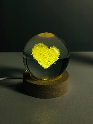 Picture of 3D Color Changing LED Crystal Ball – Cloud Love Shape