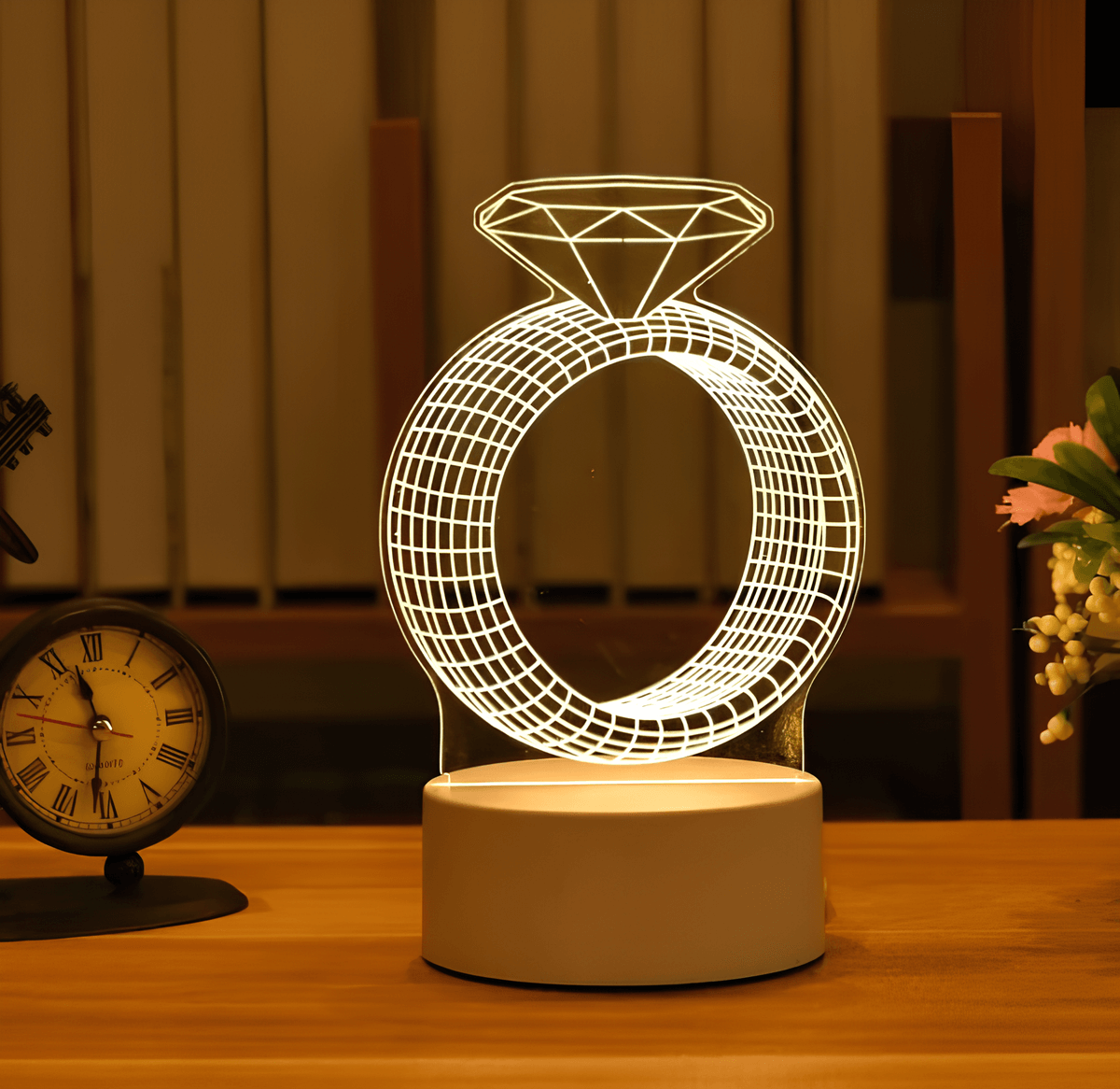 Picture of GearUP Acrylic Multicolor Night Lamp White Base (Diamond Ring)