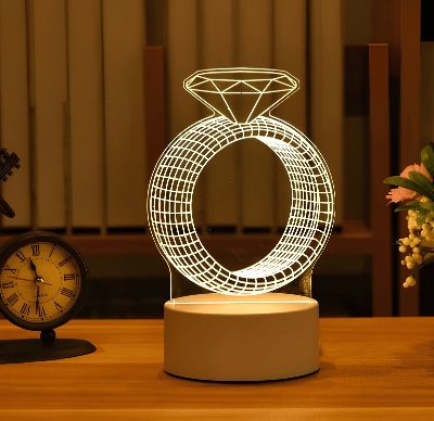 Picture of GearUP Acrylic Multicolor Night Lamp White Base (Diamond Ring)