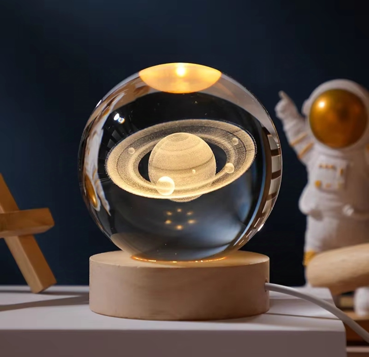 Picture of Color Changing LED 3D Crystal Ball – Saturn