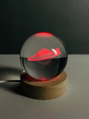 Picture of Color Changing LED 3D Crystal Ball – Saturn
