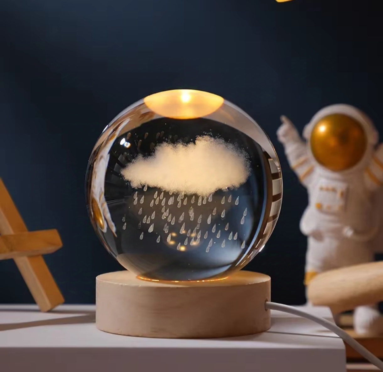 Picture of Color Changing LED 3D Crystal Ball – Rain Cloud