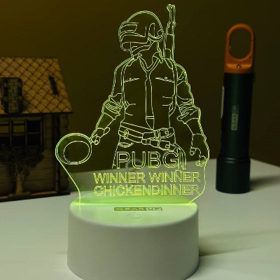 Picture of GearUP Acrylic Multicolor Night Lamp (PUBG) – WHITE
