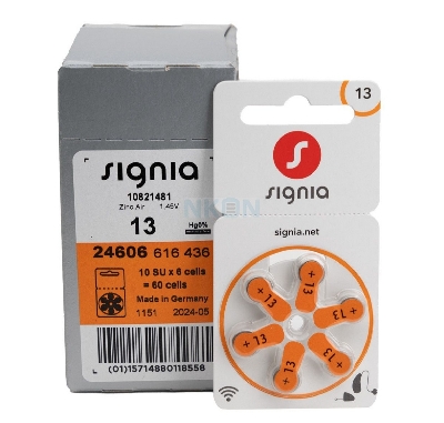 Picture of Signia hearing aid battery 13, 6 PCS