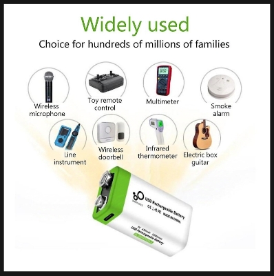 Picture of 9V 650mAh Type-C Rechargeable Lithium Battery- 1 ps