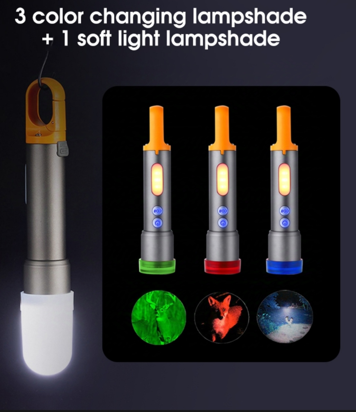 Picture of Gear up k57 Multifunctional Flashlight With Hook Aluminum Alloy Flashlight Dual Light Source Ultra Bright Flashlight White Laser Flashlight Zoomable COB Warning Flashlight For Outdoor Camping