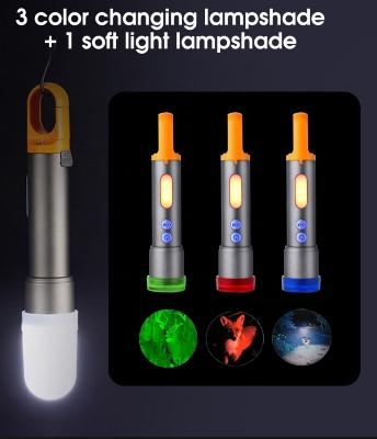 Picture of Gear up k57 Multifunctional Flashlight With Hook Aluminum Alloy Flashlight Dual Light Source Ultra Bright Flashlight White Laser Flashlight Zoomable COB Warning Flashlight For Outdoor Camping