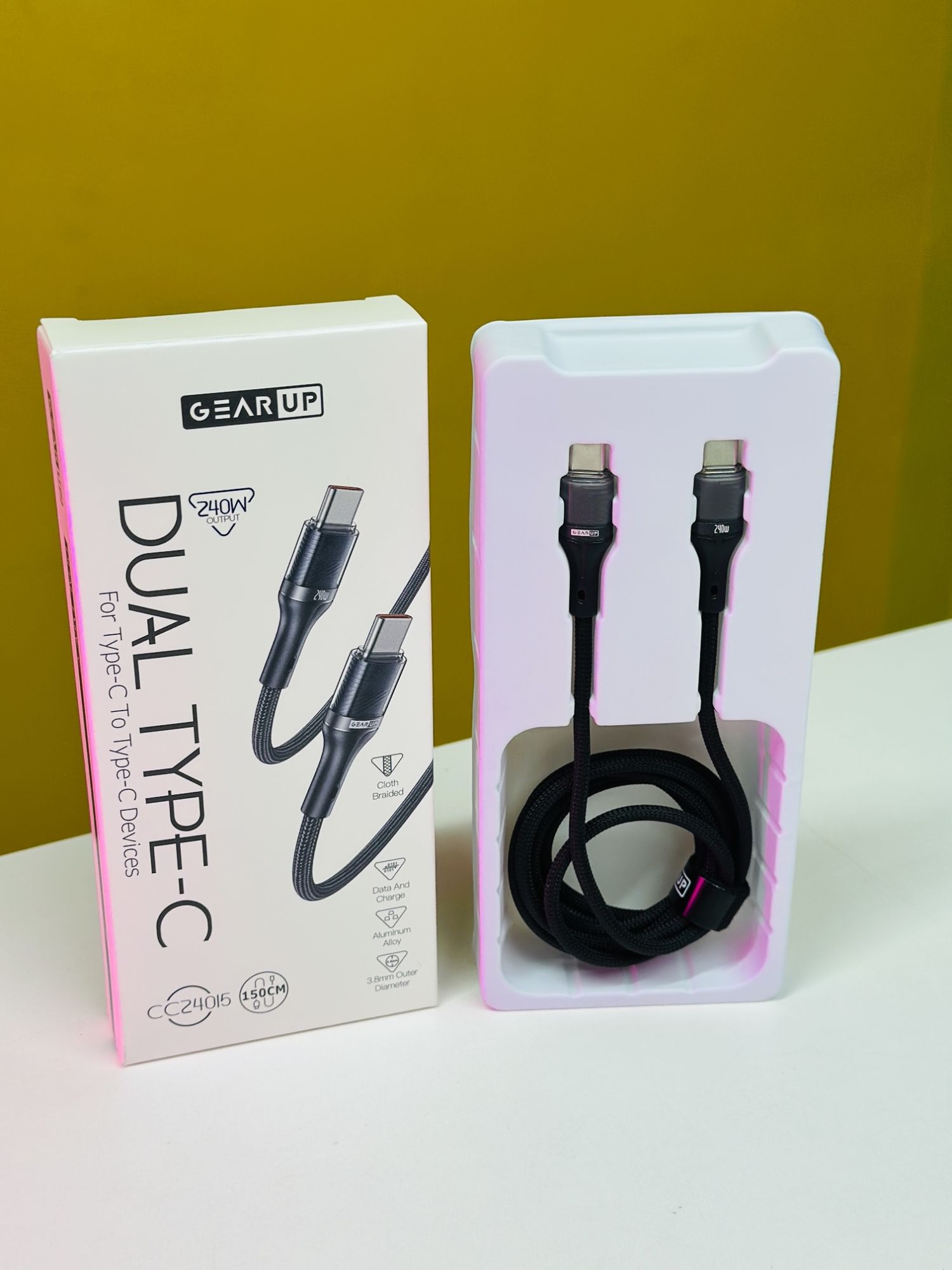 Picture of GearUP CC24015 Type-C to Type-C 240W PD Fast Charging Cable & Data Cable 1.5m