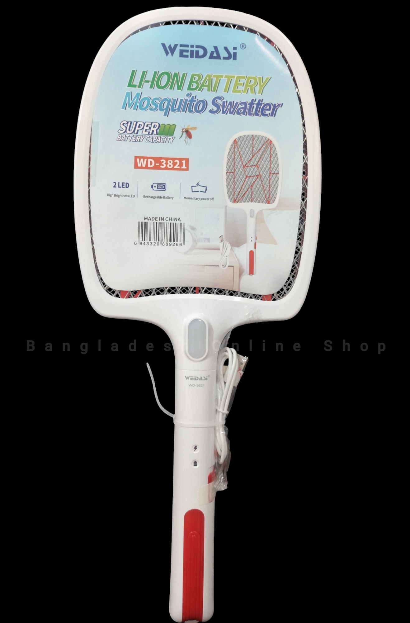 Picture of Wedasi WD-3821 Type-C Rechargeable Mosquito Swatter Bat with LED Light - Electric Insect Killer Racket