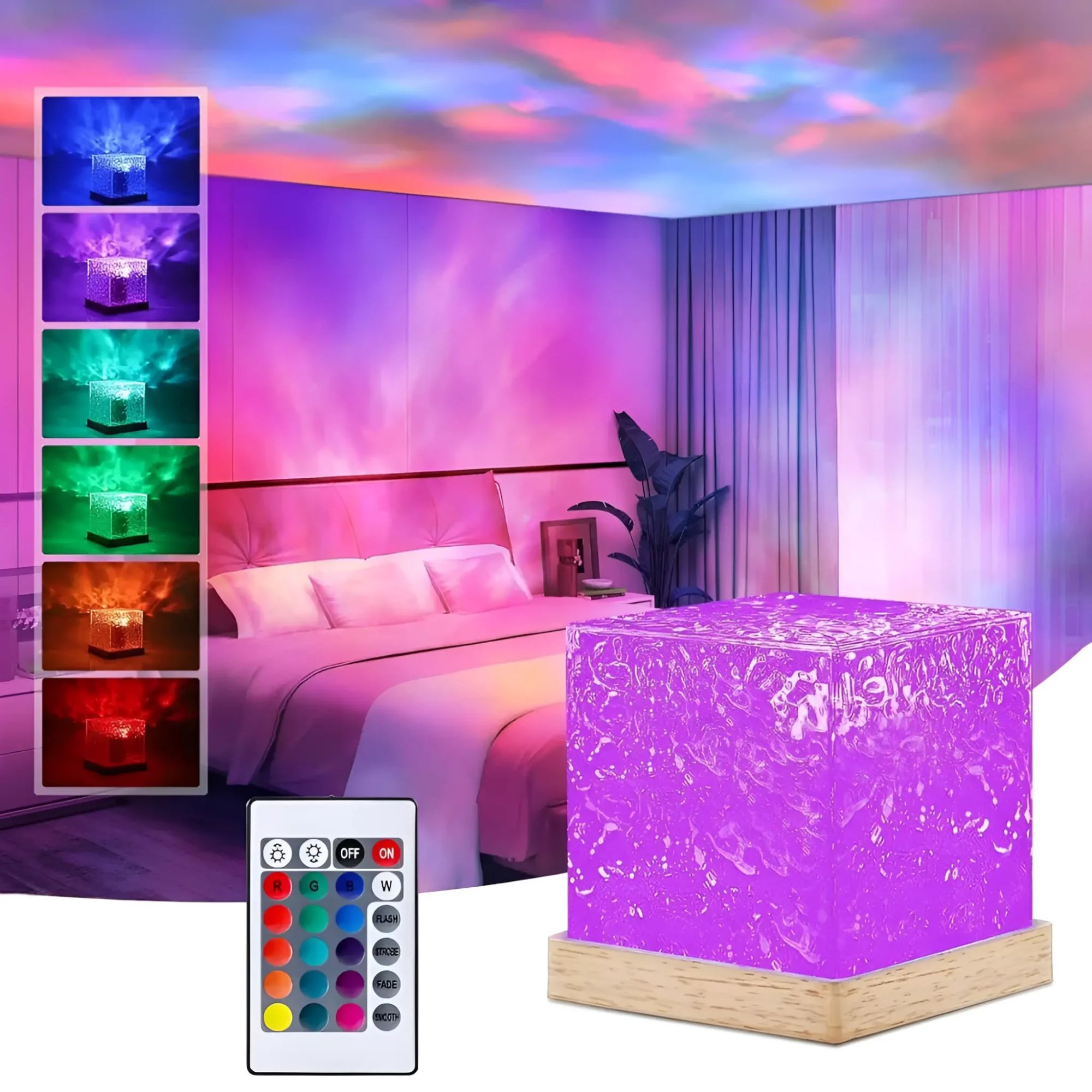 Picture of USB LED Dynamic Water Ripple Projector Light – Ambient Mood Lamp for Car/Home/Party Decoration-With Remote Control