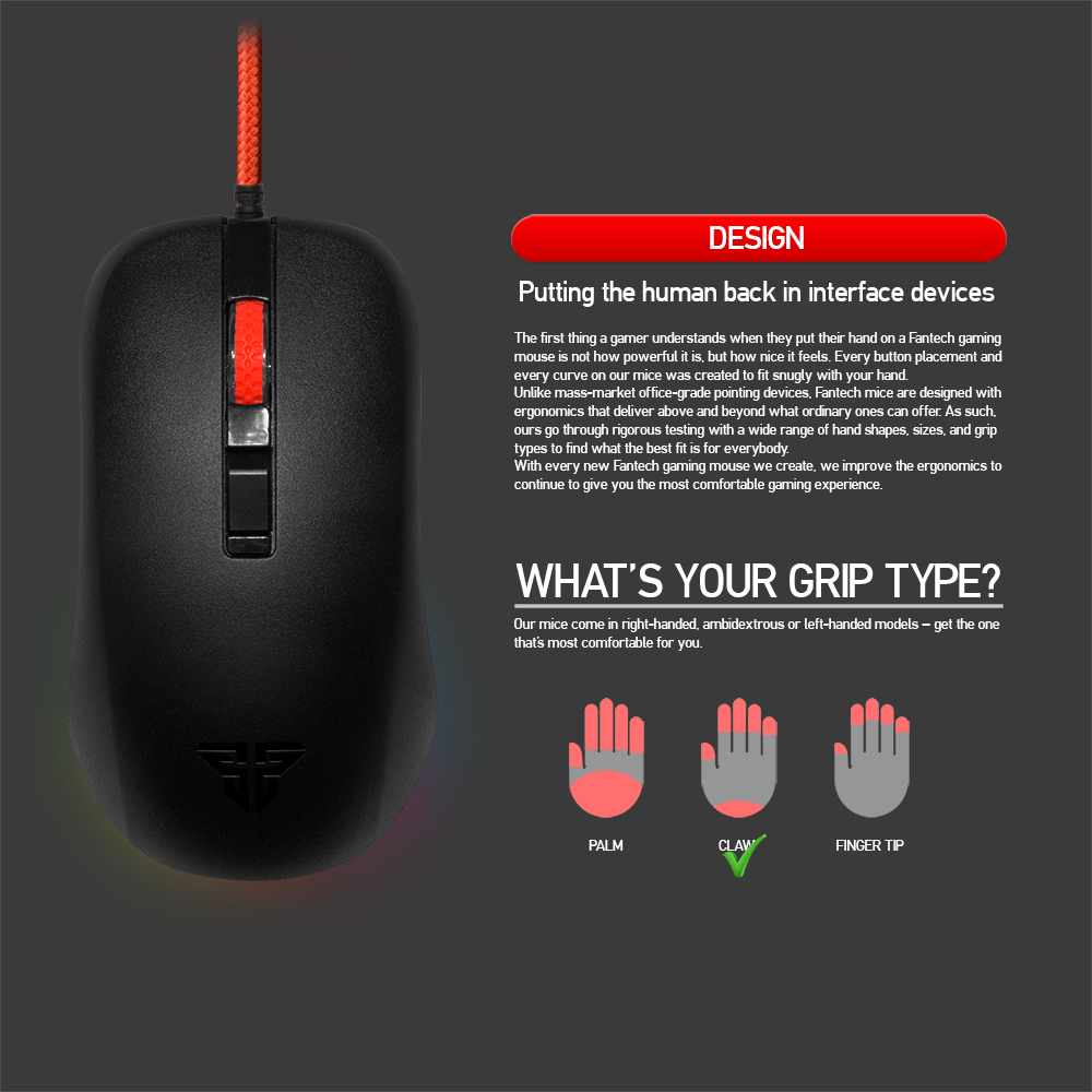 Picture of FANTECH G13 RHASTA II DPI 800-2400 Professional Wired Gaming Mouse USB For PC Laptop Pro PC Computer Office