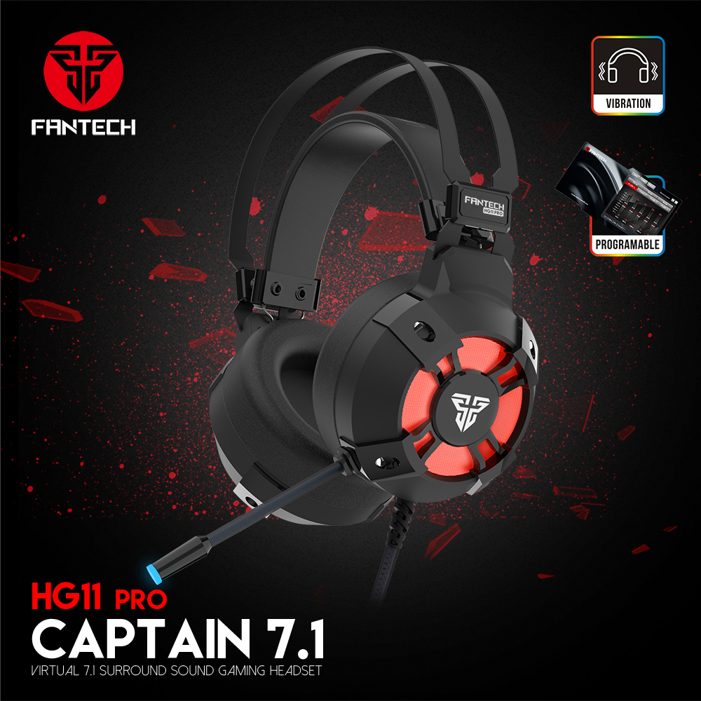 Picture of FANTECH CAPTAIN HG11 PRO RGB Vibration Bass Gaming Headphone USB Customizable Virtual 7.1 Channel Surround Sound For Gaming Gamers