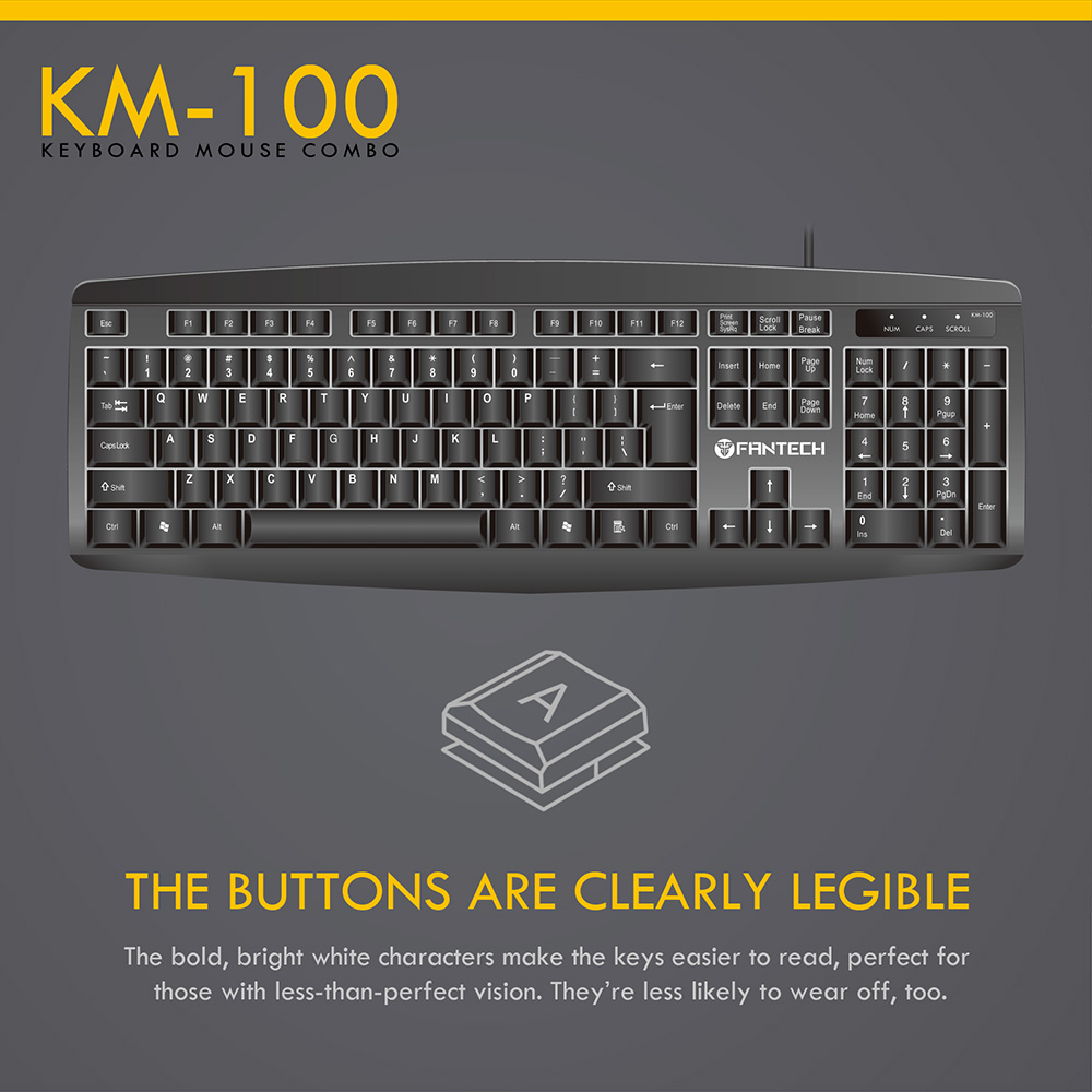 Picture of FANTECH KM100 STANDARD OFFICE KEYBOARD MOUSE COMBO