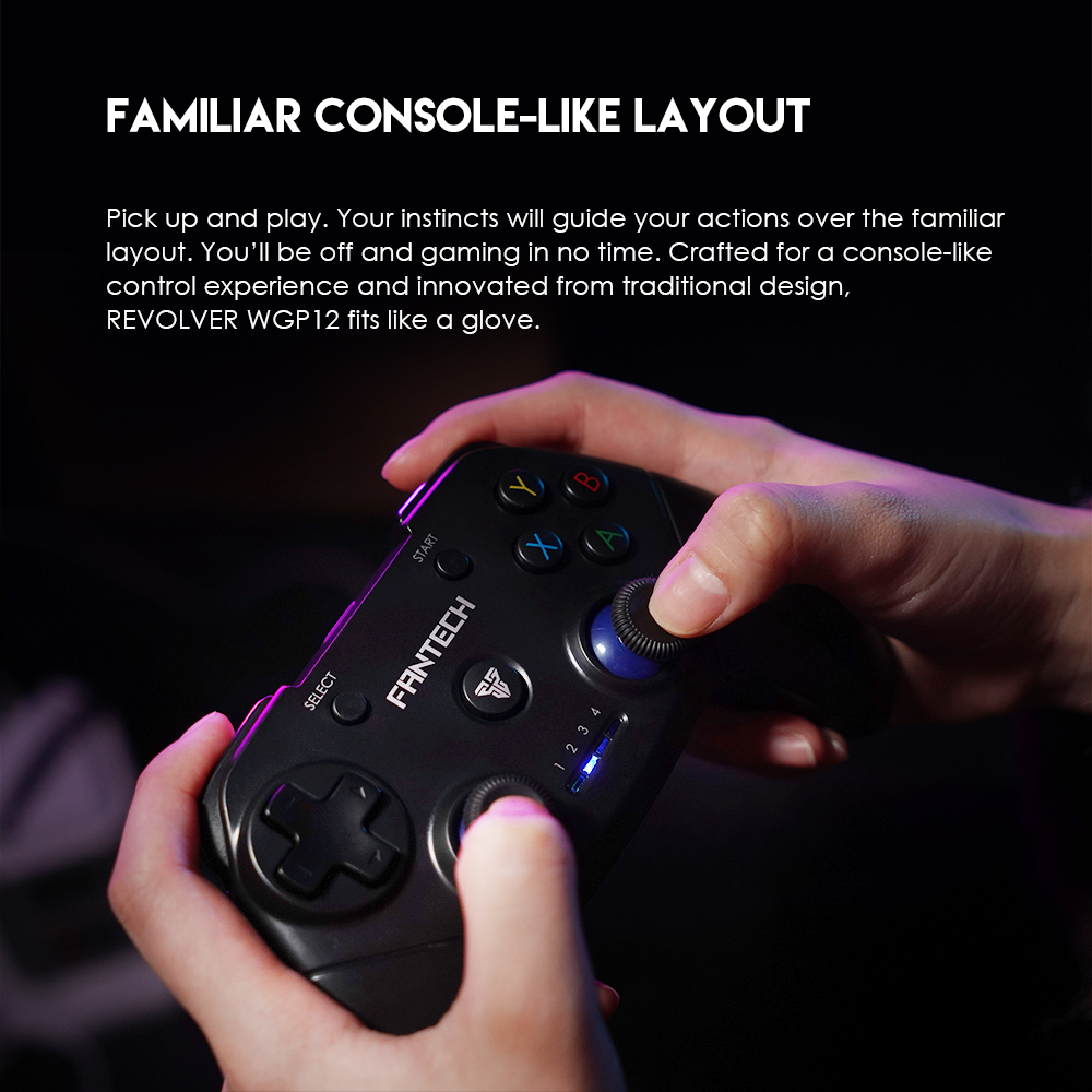 Picture of FANTECH REVOLVER WGP12 Controller Gamepad 2.4G Wireless Joystick Joypad With PS3 PC 10 Hours Long Battery Life For Game Player Black White Green