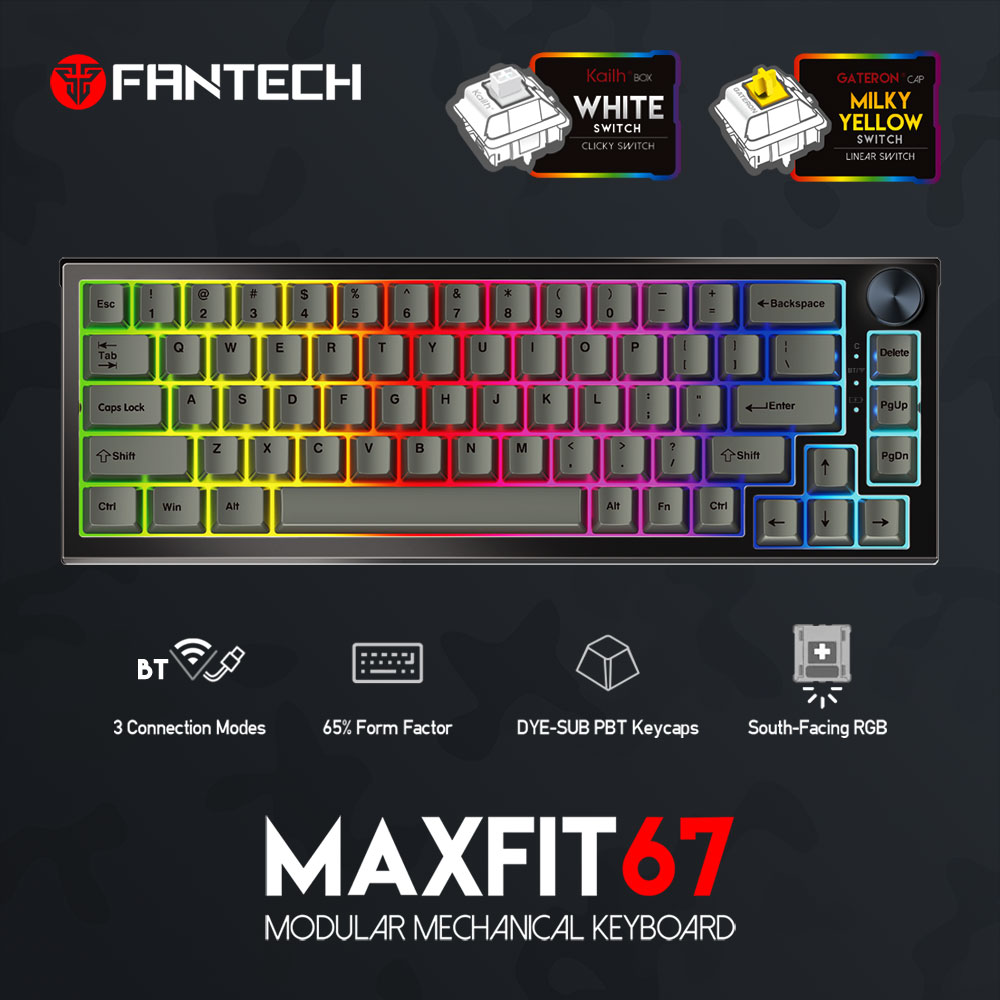Picture of FANTECH MK858 MAXFIT67 RGB MECHANICAL HOTSWAP KEYBOARD WHITE SWITCH