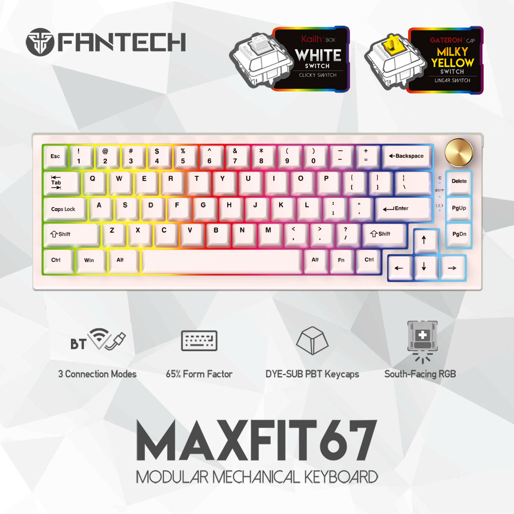 Picture of FANTECH MK858 MAXFIT67 RGB MECHANICAL HOTSWAP KEYBOARD WHITE SWITCH