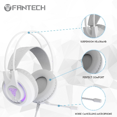 Picture of FANTECH CHIEF II HG20 Wired Headset Gamer PC 3.5mm PS4 Headsets White LED Earphones with Microphone for PS4 PC Headphone Gamer White