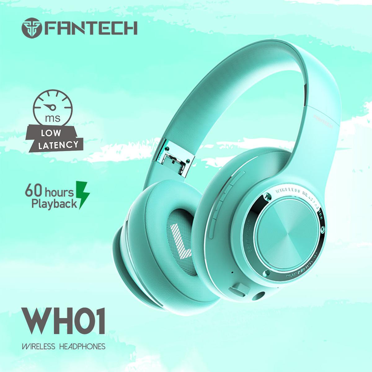 Picture of Fantech WH01 Wireless Headphone Over Ear Bluetooth 5.0 and 3.5mm Stereo Long Battery Foldable Headset Earphone Support for Phone