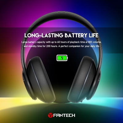 Picture of Fantech WH01 Wireless Headphone Over Ear Bluetooth 5.0 and 3.5mm Stereo Long Battery Foldable Headset Earphone Support for Phone