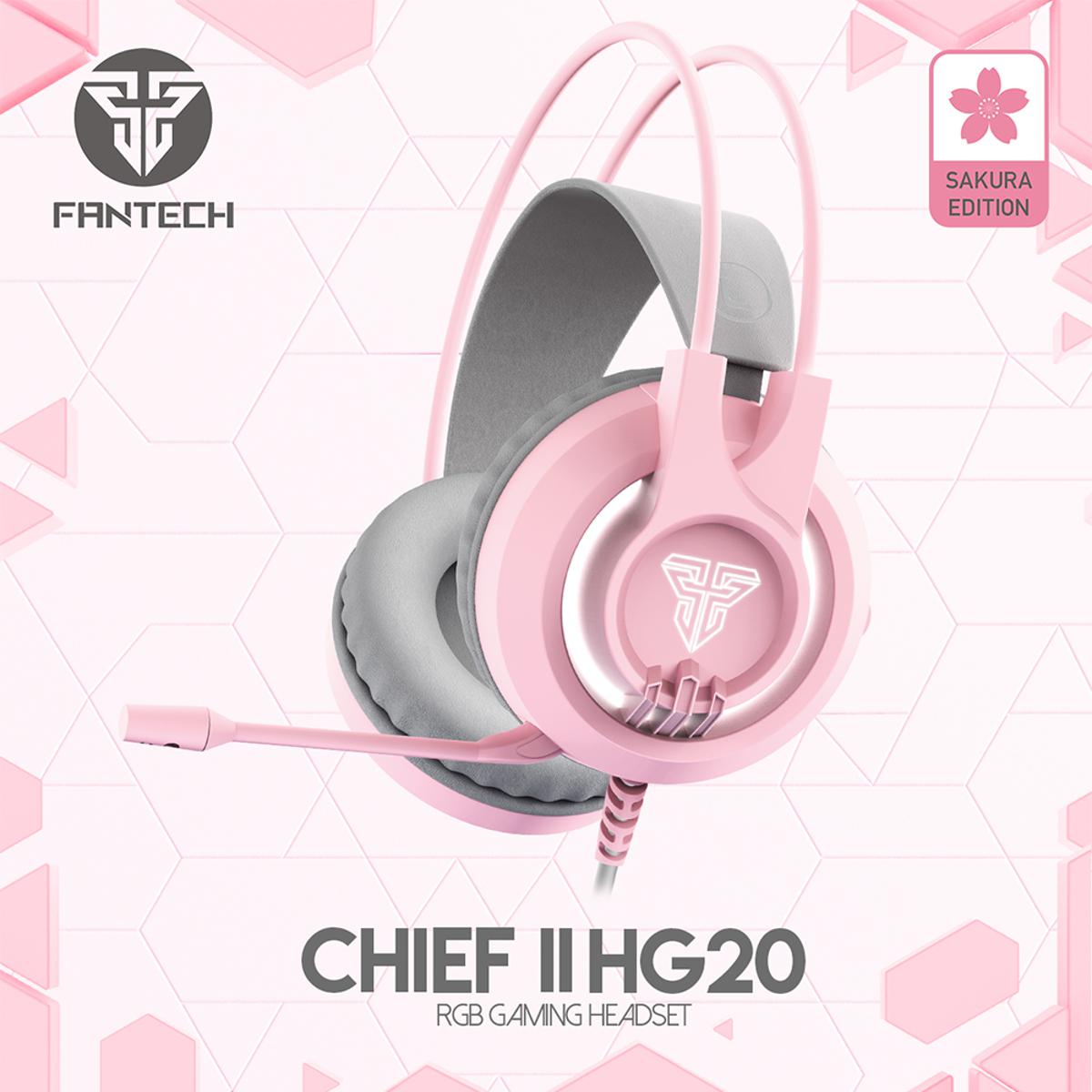 Picture of FANTECH CHIEF II HG20 Wired Headset Gamer PC 3.5mm PS4 Headsets White LED Earphones with Microphone for PS4 PC Headphone Gamer Pink