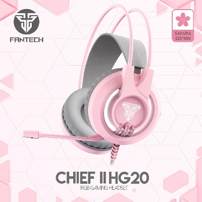 Picture of FANTECH CHIEF II HG20 Wired Headset Gamer PC 3.5mm PS4 Headsets White LED Earphones with Microphone for PS4 PC Headphone Gamer Pink
