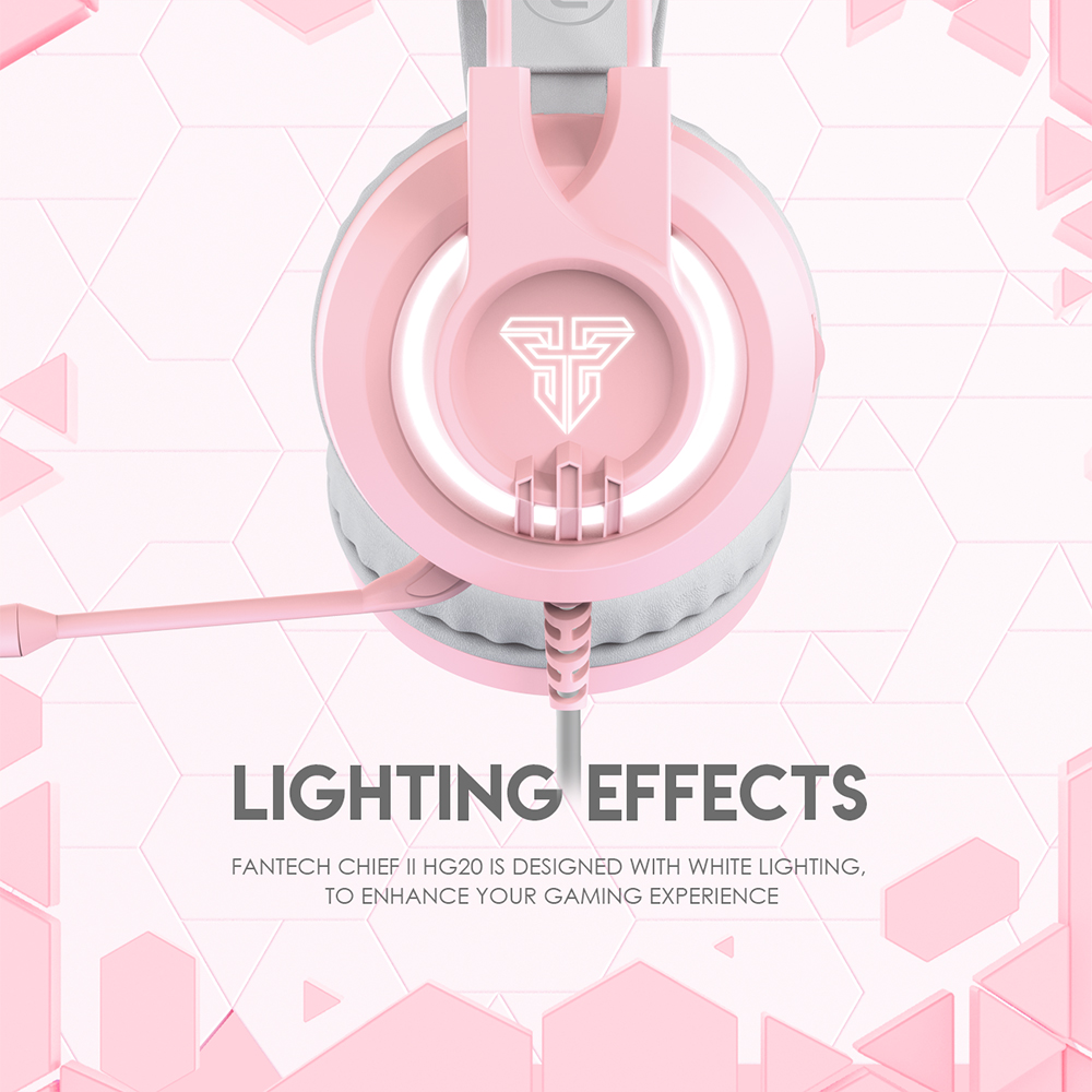 Picture of FANTECH CHIEF II HG20 Wired Headset Gamer PC 3.5mm PS4 Headsets White LED Earphones with Microphone for PS4 PC Headphone Gamer Pink