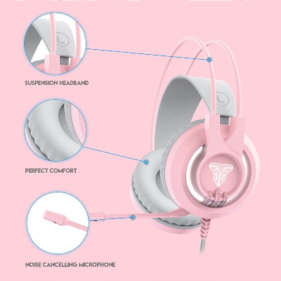 Picture of FANTECH CHIEF II HG20 Wired Headset Gamer PC 3.5mm PS4 Headsets White LED Earphones with Microphone for PS4 PC Headphone Gamer Pink