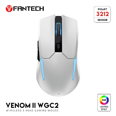Picture of FANTECH WGC2 VENOM II VIBE 2.4G Wireless Gaming Mouse Pixart 3212 2400DPI RGB Rechargeable Mouse Ergonomic Mice Gaming Gammer For Laptop PC White