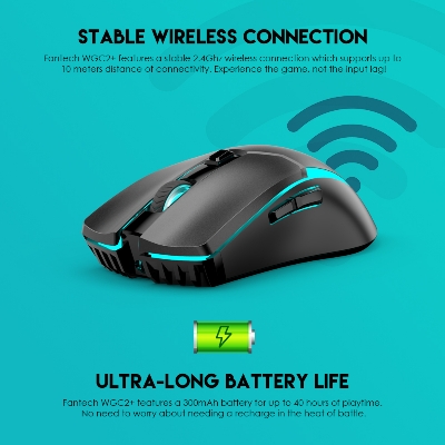 Picture of FANTECH WGC2 VENOM II VIBE 2.4G Wireless Gaming Mouse Pixart 3212 2400DPI RGB Rechargeable Mouse Ergonomic Mice Gaming Gammer For Laptop PC White