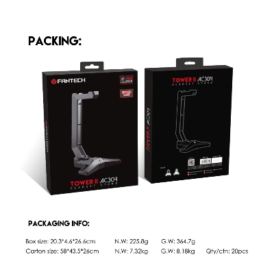 Picture of FANTECH AC304 TOWER II HEADSET STAND With Rubberized Base, Black.