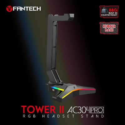 Picture of FANTECH AC304 PRO TOWER II RGB HEADSET STAND With Rubberized base for maximum stability Black.
