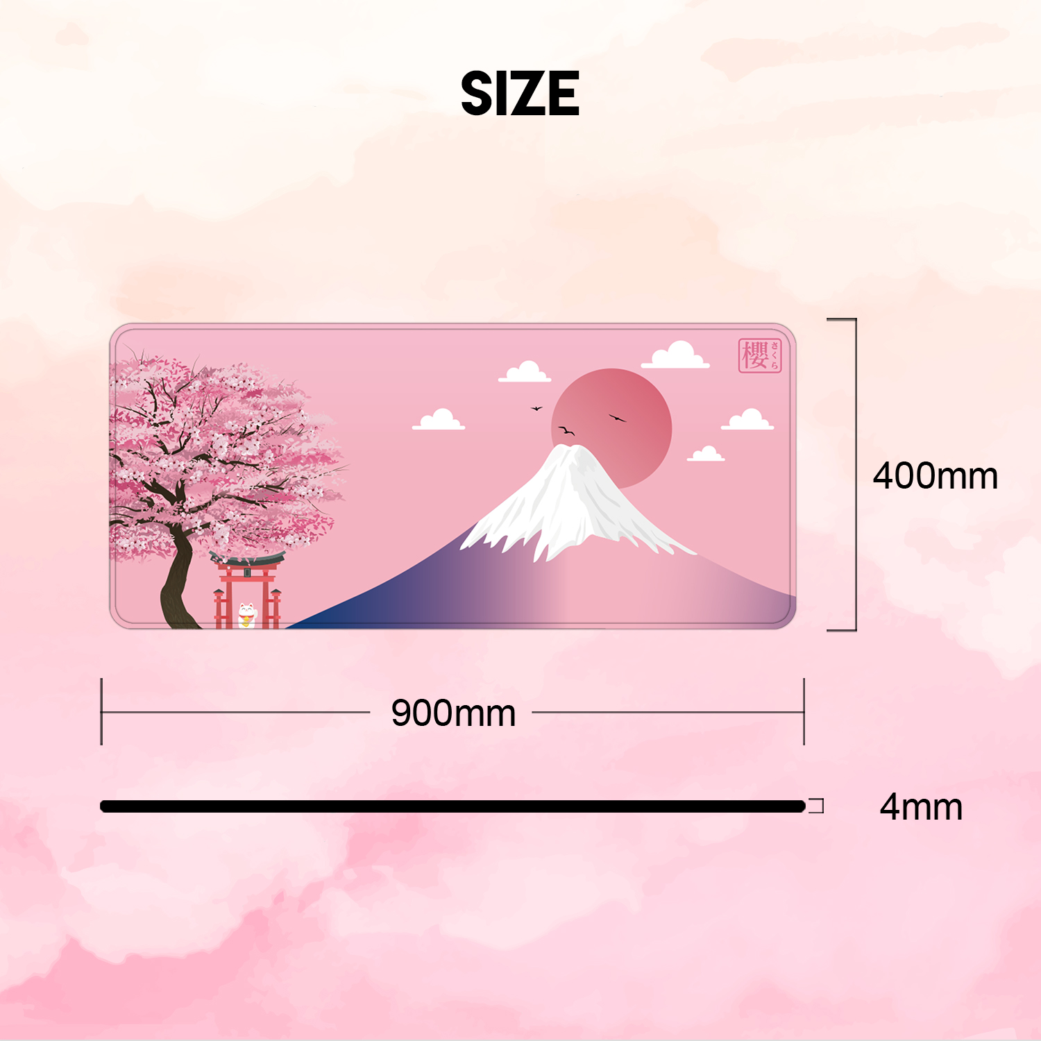 Picture of FANTECH ATO MP905 Gaming Mousepad 900x400x4mm XXL Mouse Pad Anti-splash Water-Resistant and Anti-Fray Edge Stitching for Gamer Sakura Edition