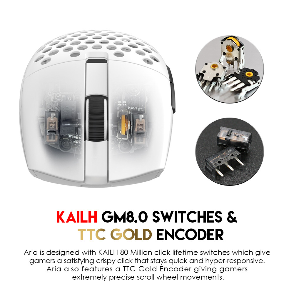 Picture of FANTECH ARIA XD7 Gaming Mouse 59g Mouse PIXART 3395 Wired and Wireless Mouse Huano 80 Million TTC Gold Encoder for Mouse Gamer