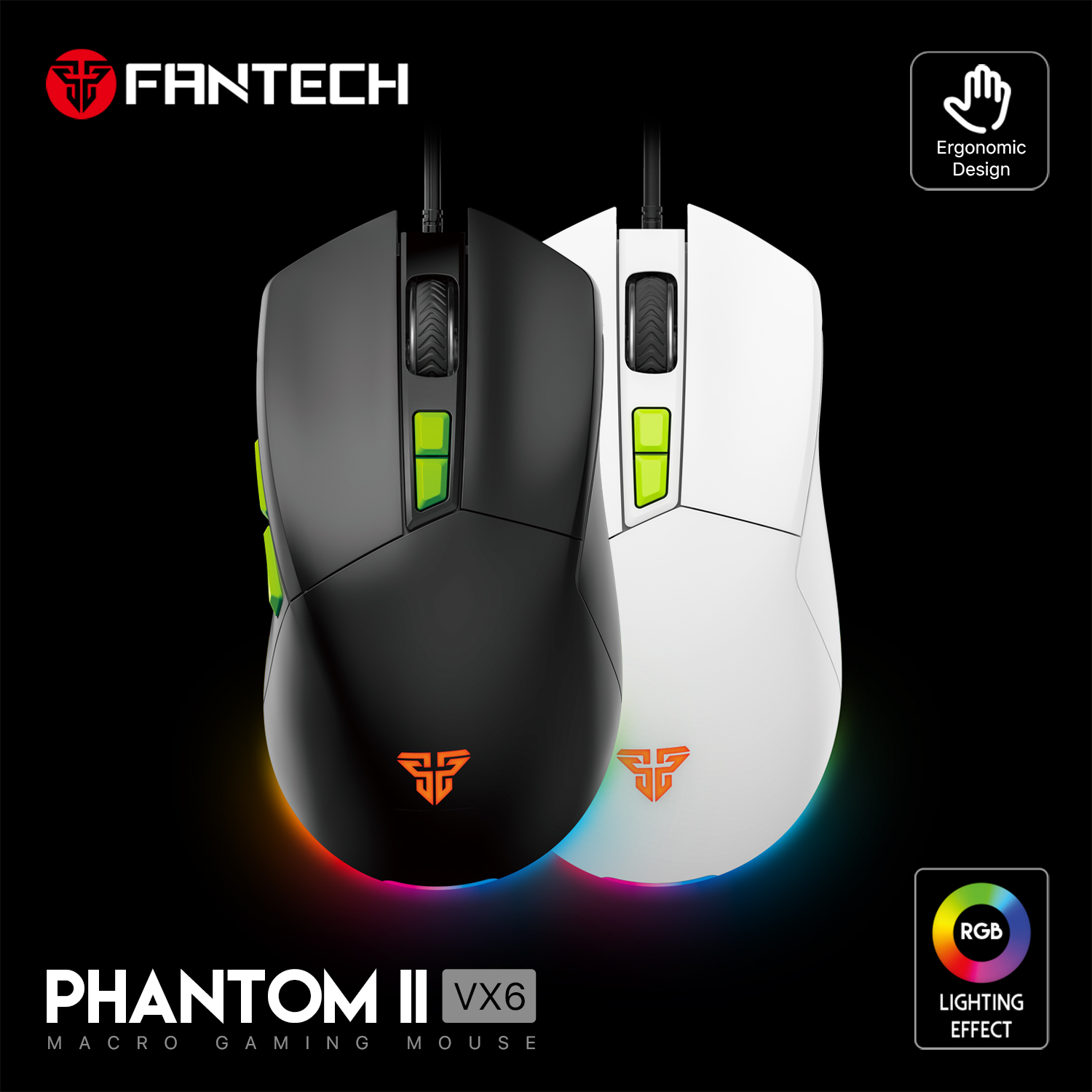 Picture of FANTECH PHANTOM II VX6 RGB USB Wired Gaming Mouse 7200 DPI 7D Programmable Gamer Gaming Wired Mice For PC Laptop