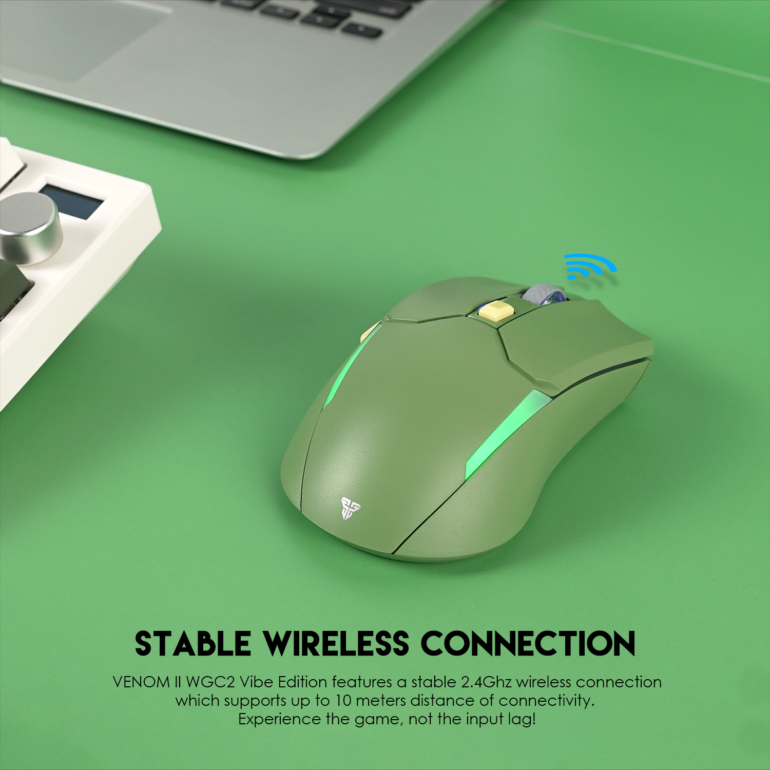 Picture of FANTECH WGC2 VENOM II VIBE  2.4G Wireless Gaming Mouse Pixart 3212 2400DPI RGB Rechargeable Mouse Ergonomic Mice Gaming Gammer For Laptop PC Green