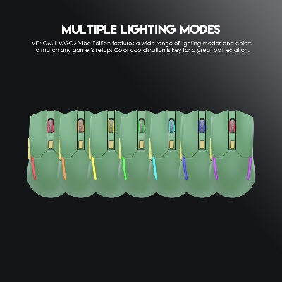 Picture of FANTECH WGC2 VENOM II VIBE  2.4G Wireless Gaming Mouse Pixart 3212 2400DPI RGB Rechargeable Mouse Ergonomic Mice Gaming Gammer For Laptop PC Green