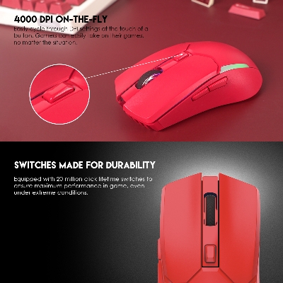 Picture of FANTECH WGC2 VENOM II VIBE  2.4G Wireless Gaming Mouse Pixart 3212 2400DPI RGB Rechargeable Mouse Ergonomic Mice Gaming Gammer For Laptop PC Red